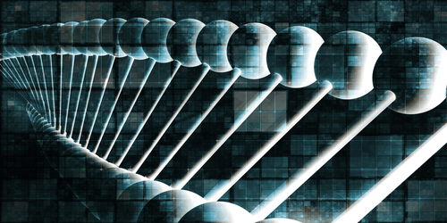Close up 3D view of a DNA helix