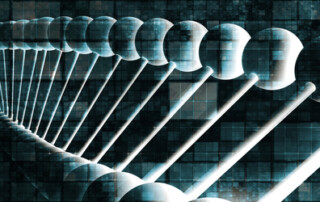 Close up 3D view of a DNA helix